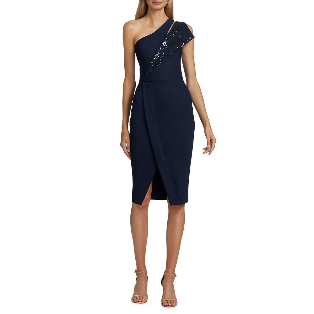 Chiara Boni La Petite Robe Asymmetric Sequin Knee-Length Dress US 6 $750
